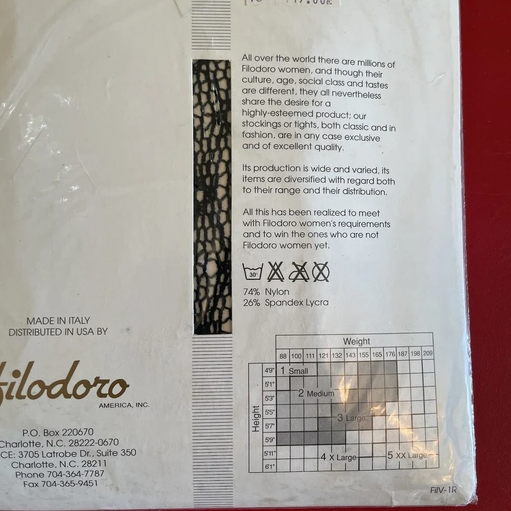 Filodoro Black Fishnet Vintage Size 1/2 Nero Made In‎ Italy Pantyhose